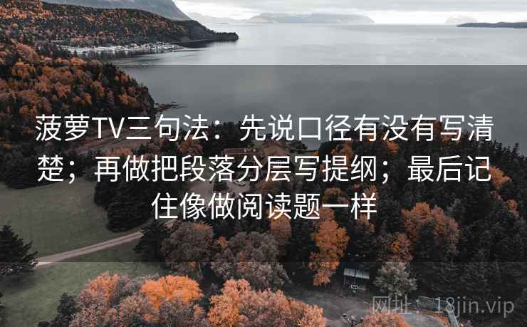 菠萝TV三句法：先说口径有没有写清楚；再做把段落分层写提纲；最后记住像做阅读题一样